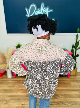 Paisley Leopard Button Down Top