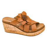 Heartbreaker Flower Wedges - Cognac PREORDER