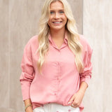 Kathryn Classic Button-Up Top - Blush PREORDER