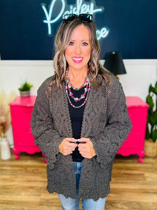 POL Stay Forever Cardigan - Ink Charcoal