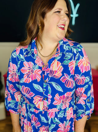 Dear Scarlett Inspire Dress - Royal Blue Floral