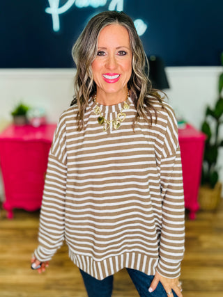 Long Sleeve Striped Crew Neck Top