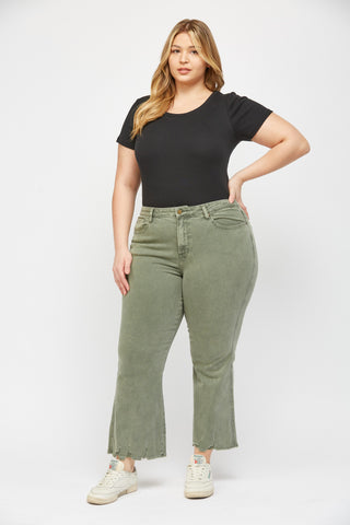 High Rise Crop Flare - Olive - PREORDER