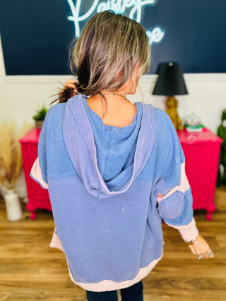 Washed Colorblock Cardigan Mixed Media