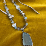 Seaglass Blue & Silver Necklace