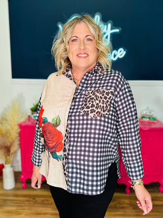 Isolde Bold Floral Patchwork Top - FINAL SALE