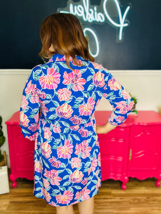 Dear Scarlett Inspire Dress - Royal Blue Floral
