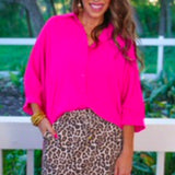 PREORDER - Sloane Button Up Top - Pink