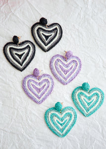 Lola Raffia Heart Earrings - 3 Colors
