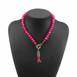 Seas The Day Stainless Steel Fish Beaded Necklaces -  2 Styles