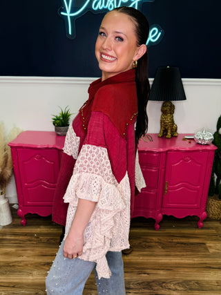 POL 3/4 Sleeve Roomy Fit Double Gauze Top