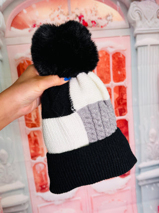 DB -  Colorblock Pom Pom Hat