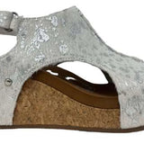 Harper Faux Cowhide Wedges by Very G - White Silver