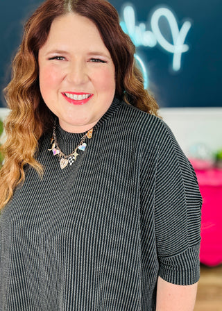 Give Me The Deets Top - Charcoal - FINAL SALE