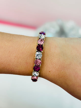 Multicolored Stretch Bracelet - Gold/Pink