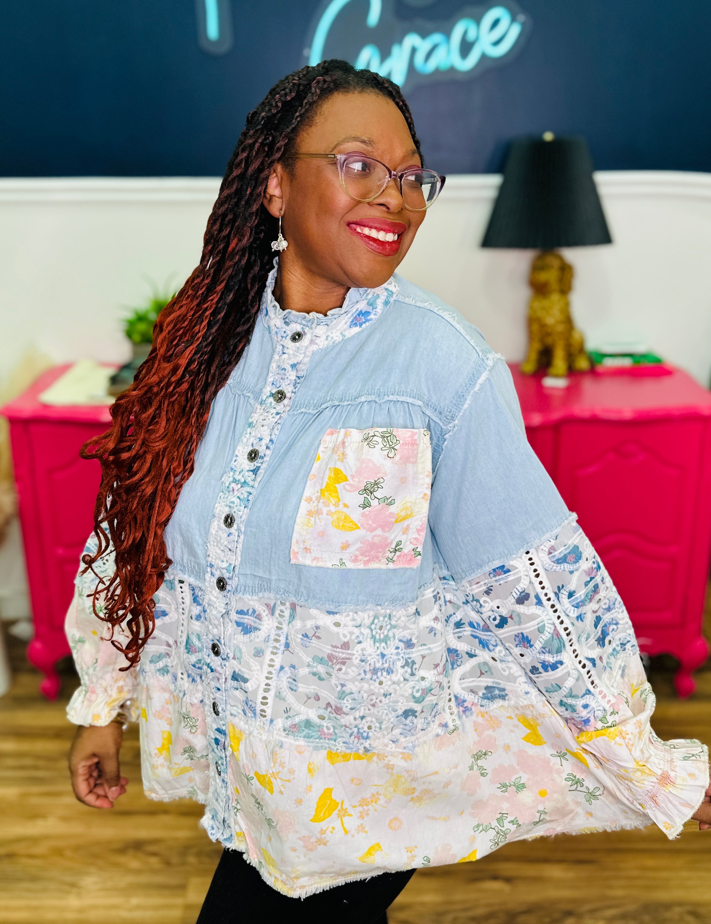 POL Mock Neck Balloon Sleeve Jacket - FINAL SALE