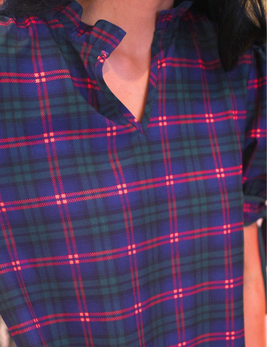 PREORDER- Evelyn Dress- Navy Plaid