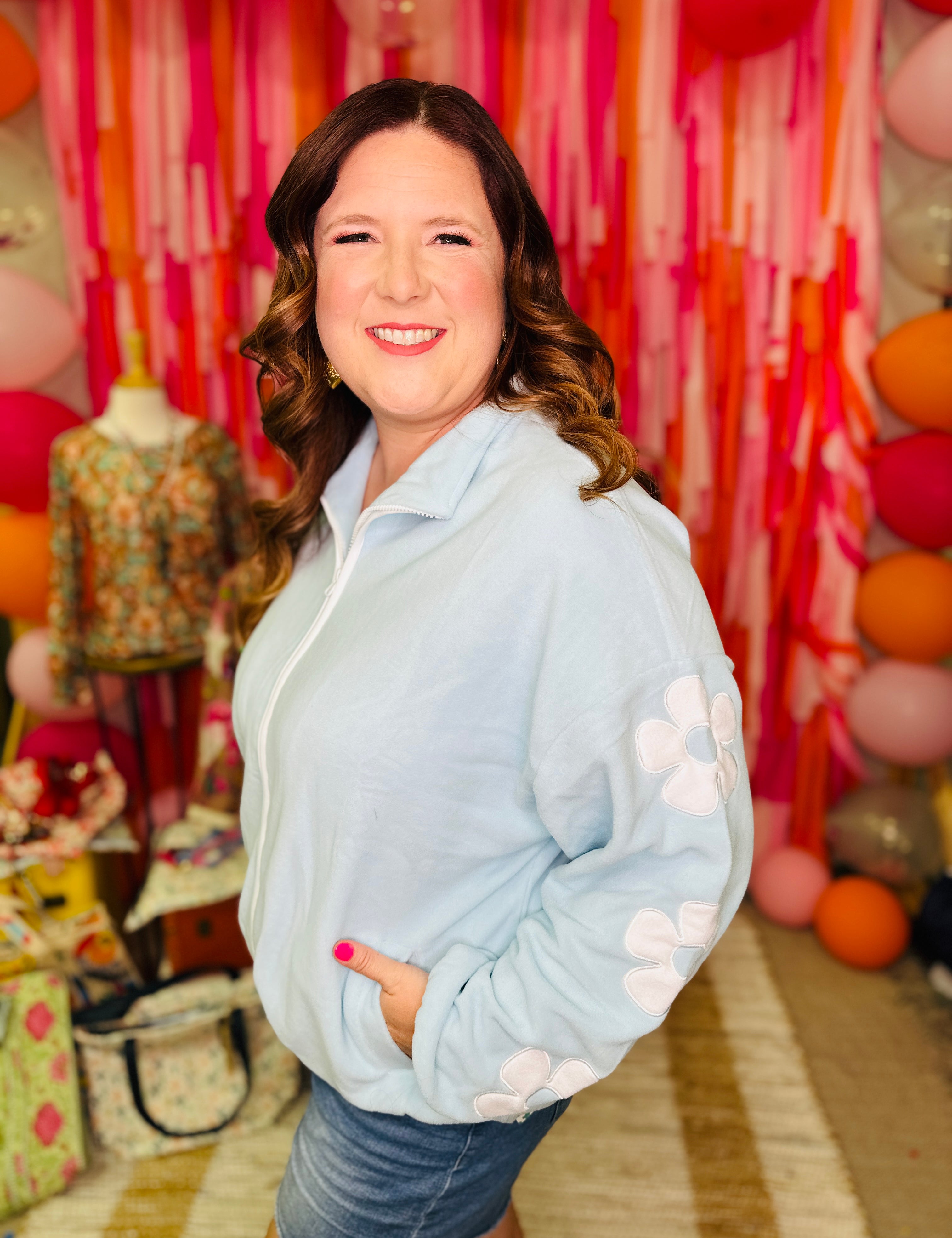 Retro Weekend Fleece Full Zip- Daisies