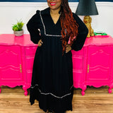 Black Dress with Leopard Stitch Accent - FINAL SALE