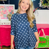 Everyday Dot Top - Navy & Blue