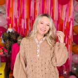 Cozy Charm Sweater Top By POL - Mocha