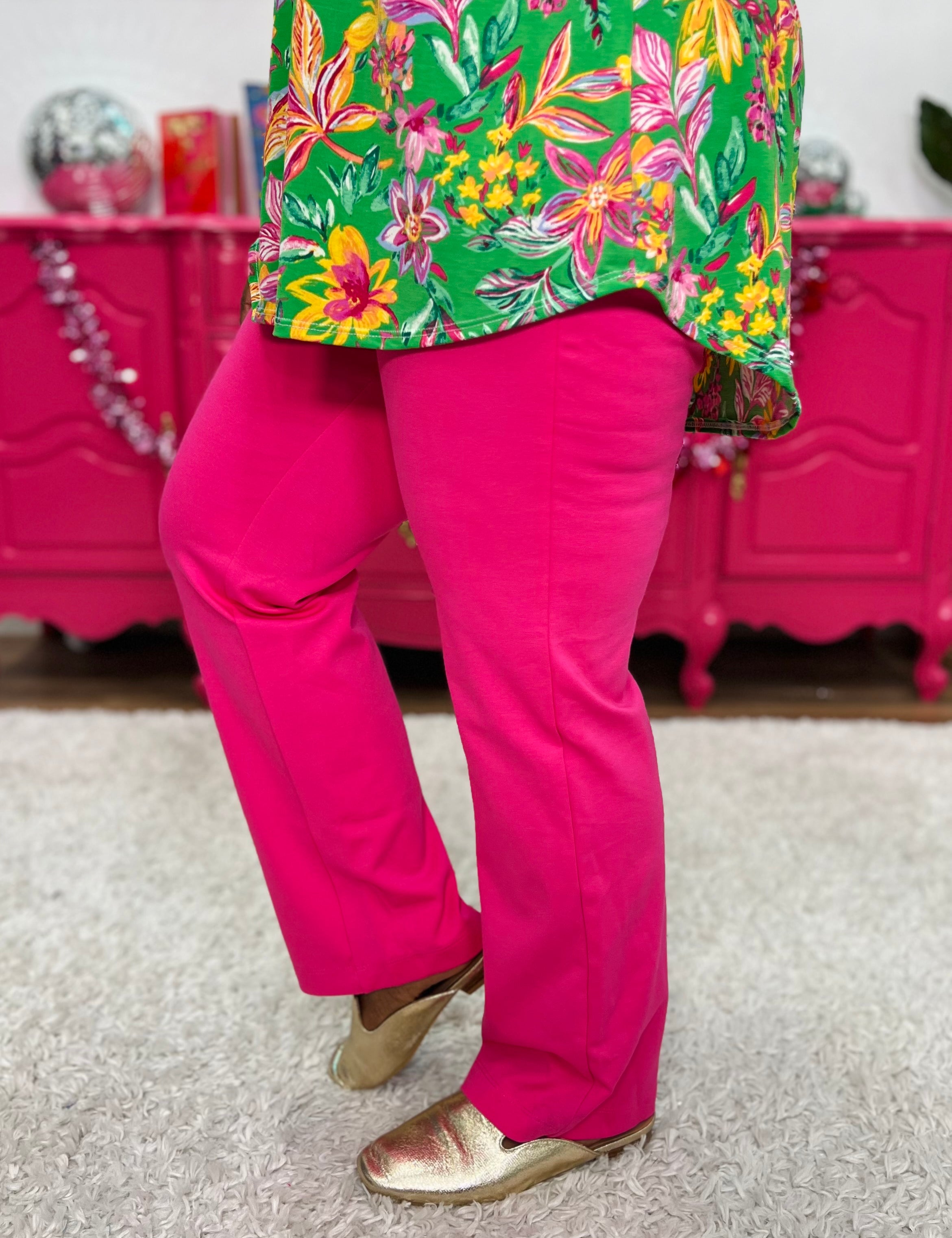 Chic Solid Straight Pants - Pink Sapphire* LAST ONES FINAL SALE *