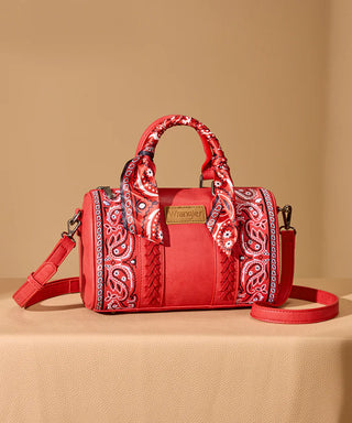 Wrangler Paisley Print Barrel Crossbody Bag - Red