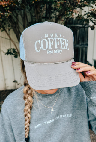 More Coffee Khaki/White Foam Trucker Hat - PREORDER