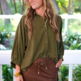 PREORDER - Sloane Button Up Top - Olive
