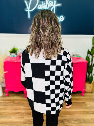 Gabby Long Sleeve Checkered Sweater