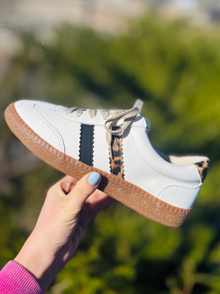 Heads Up White Leopard Combo Sneakers by Corkys