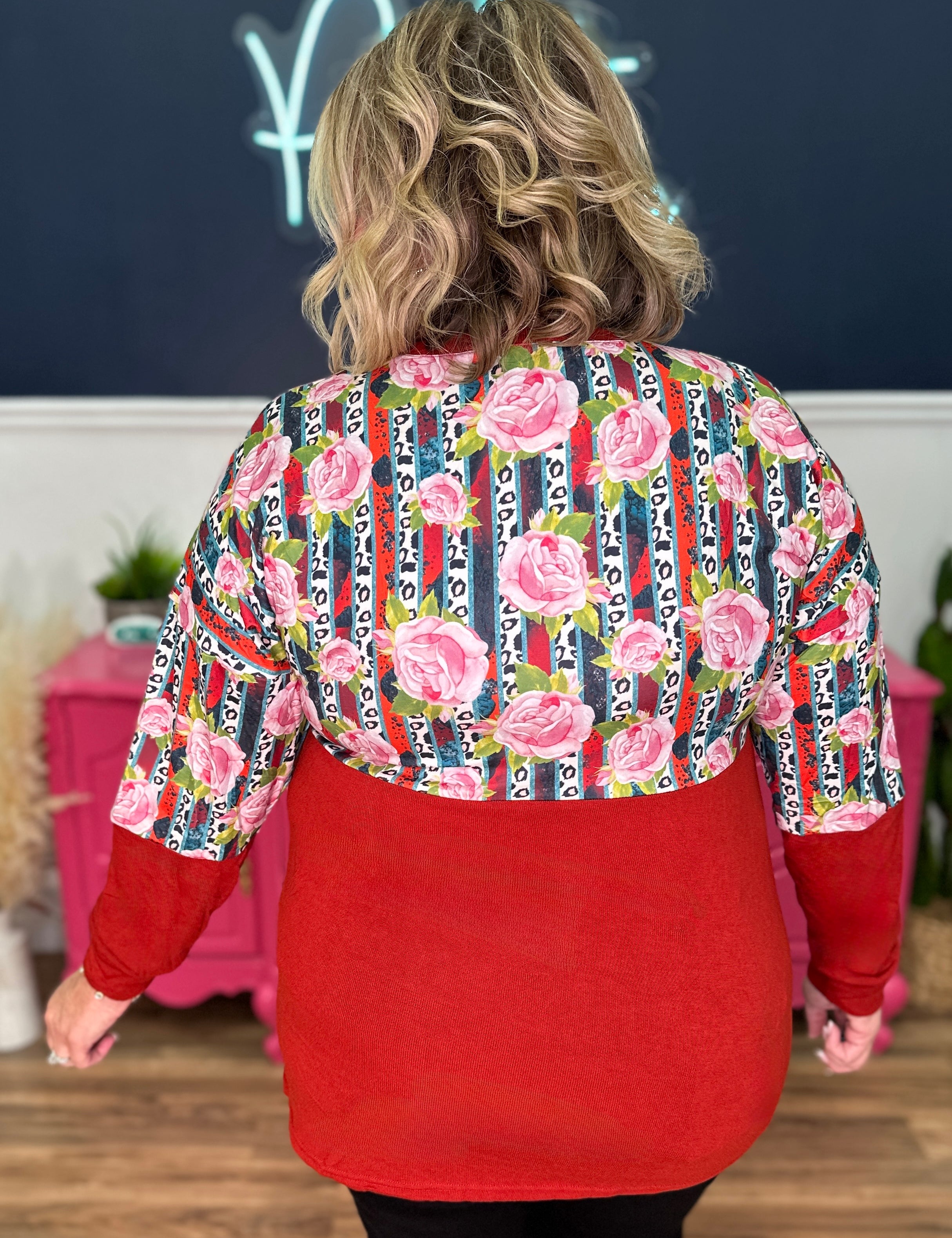 Rosalie Mixed Print Color Block Top - Final Sale