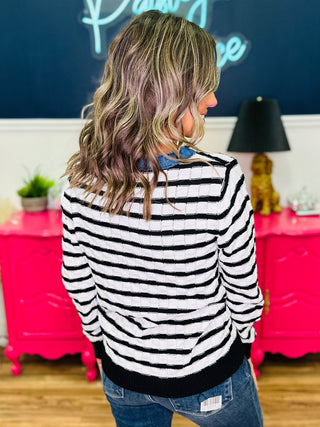 Stripe Button Up Cardigan