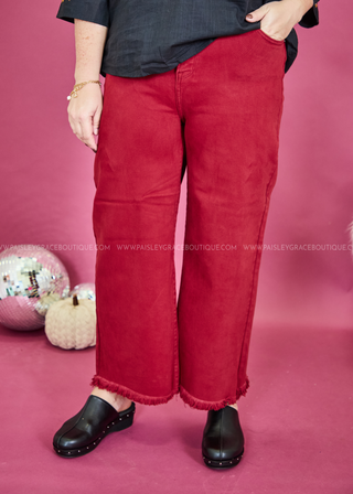 Audrey Tummy Control Cropped Jeans by Risen - Wine