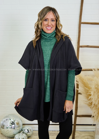 Classic Beauty Hooded Kimono - Black