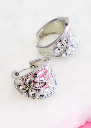 Melodie Hammered Hoop Earrings by Pink Panache - Silver