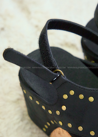 Carley Wedges by Corkys - Black Oil Pu Studs - DOORBUSTER