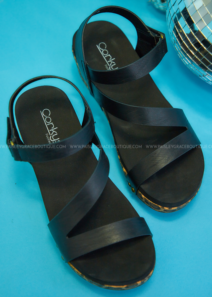 Keep It Casual Lower Wedges by Corkys Black Paisley Grace Boutique