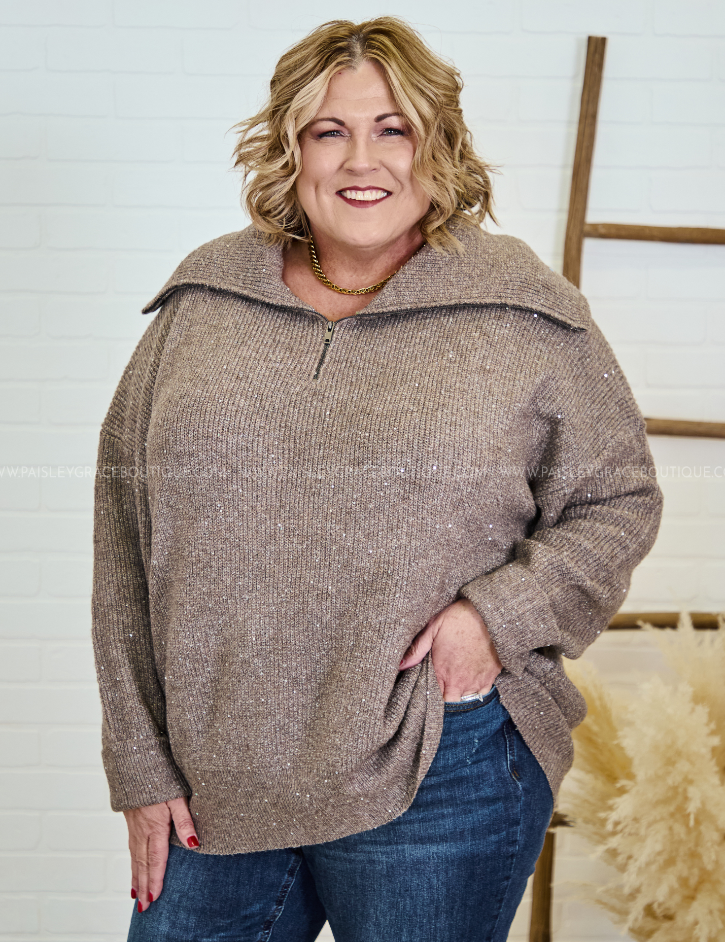 Coffeehouse Gossip Half Zip Pullover* LAST ONES FINAL SALE *