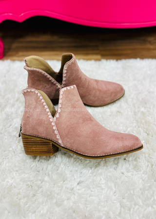 Spice It Up Booties by Corkys - Blush Faux Suede