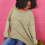 Flirty Flourish Top - Military Green - LAST ONES FINAL SALE