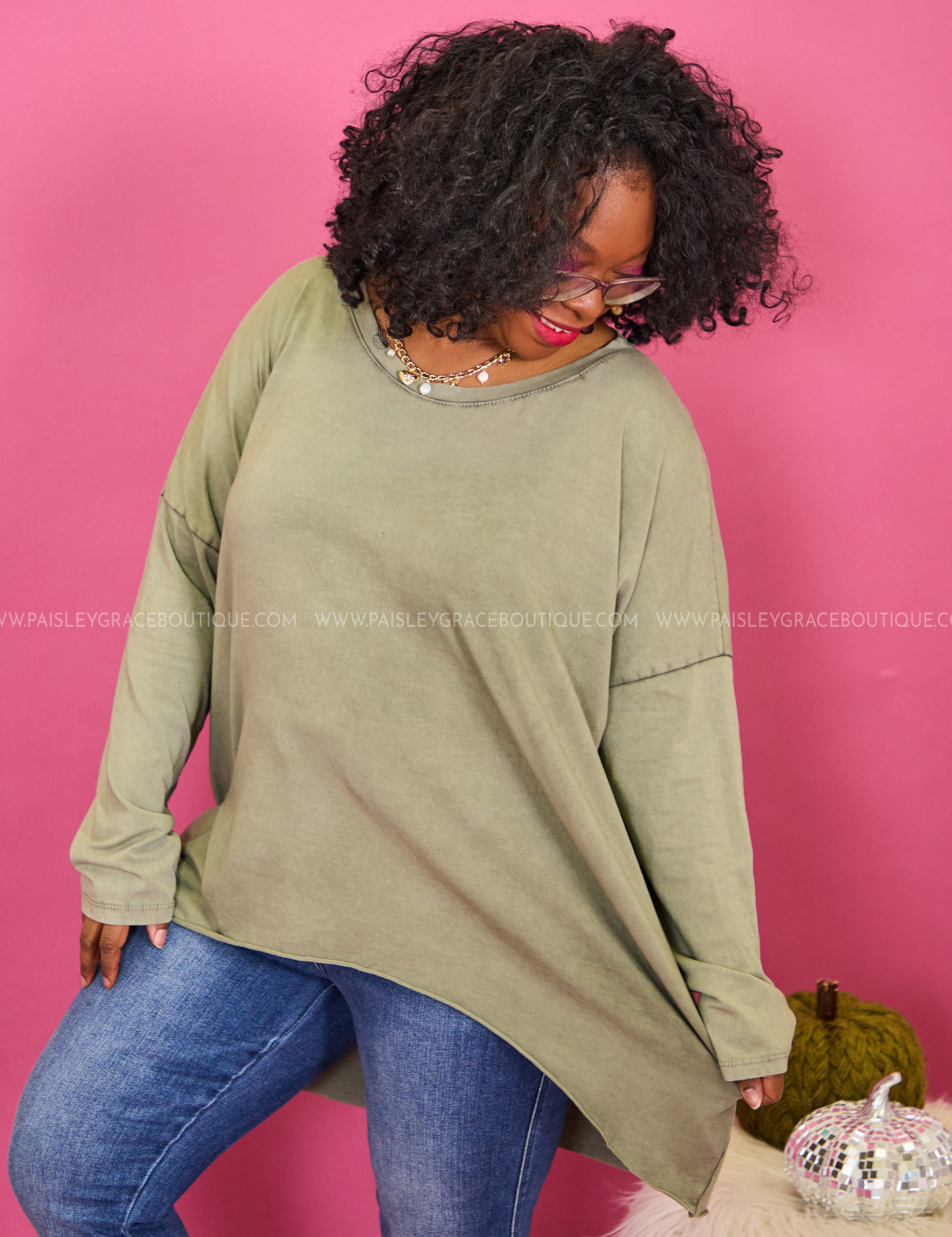 Flirty Flourish Top - Military Green - LAST ONES FINAL SALE