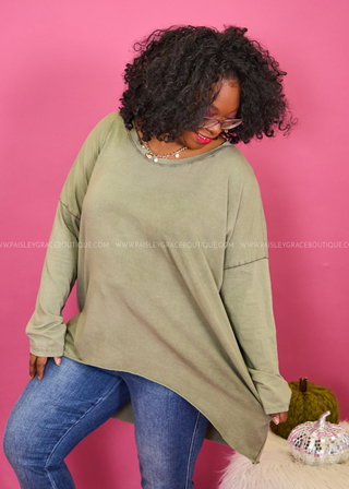 Flirty Flourish Top - Military Green