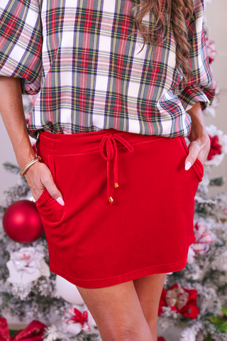 Velvet Hour Skort - Red - FINAL SALE