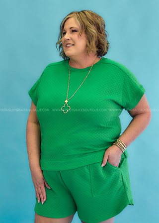 Happy Place Textured Top - Green - WICKED DEAL