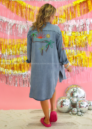 Sun and Done Embroidered Long Shacket