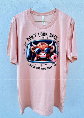 Don't Look Back Highland Cow Graphic Tee