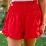 PREORDER- Sunny Strolls High Waisted Shorts- Red