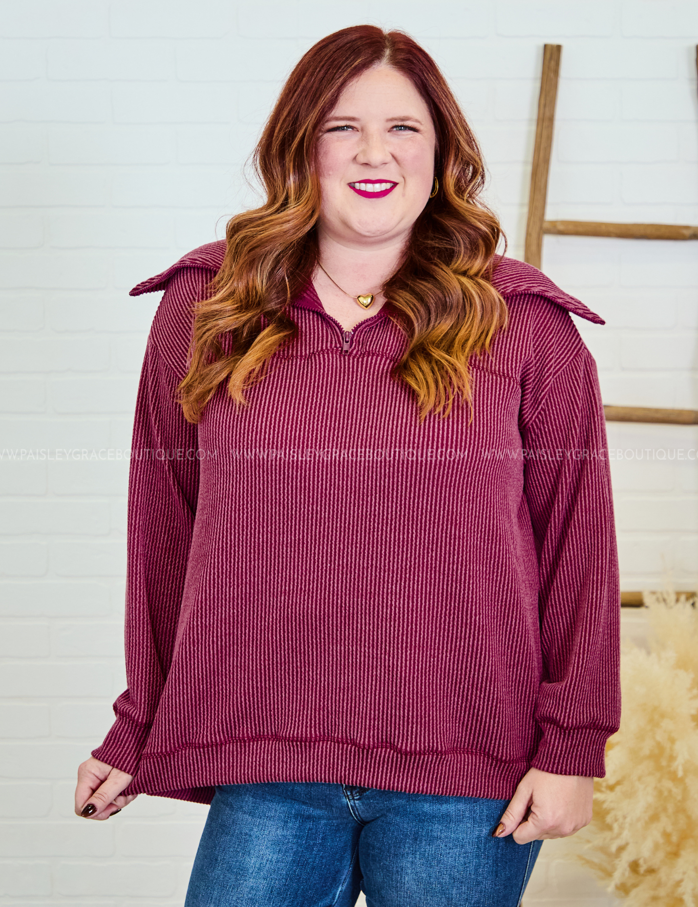 Autumn Snuggles Top - Burgundy - LAST ONES FINAL SALE