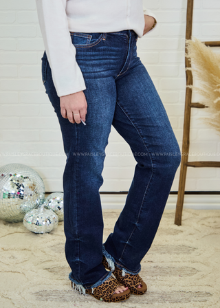 Judy Blue Raw Hem Straight Leg Jeans